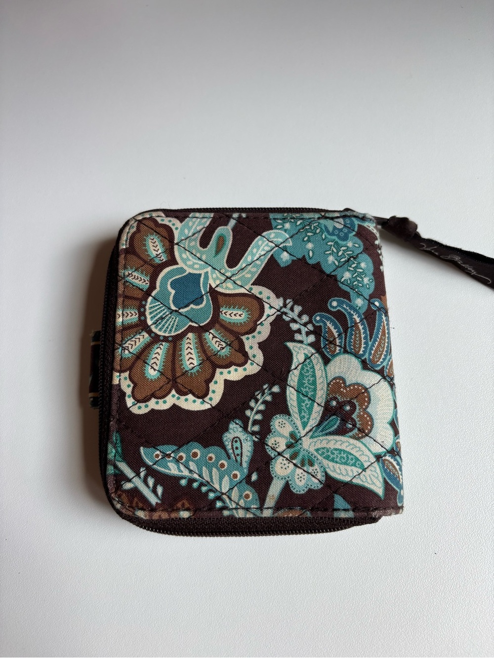 Vera Bradley Paisley Quilted Zip Wallet - Brown & Teal Accents - Picture 2 of 10
